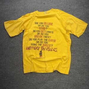 Vintage Graphic T Shirt Mens 90s Large Yellow/Red B-Ware 90s Y2K Risk Everything